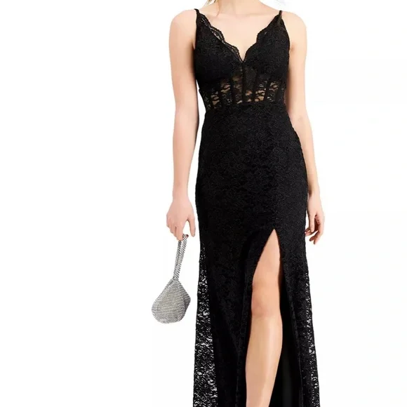 open lace back dress Amazon.com: MORGAN AND CO. Juniors' Sequin Corset Long Gown W/Flowy Slit  Skirt & Spaghetti Straps| Formal Prom Cocktail Party Dress Black :  Clothing, Shoes & Jewelry